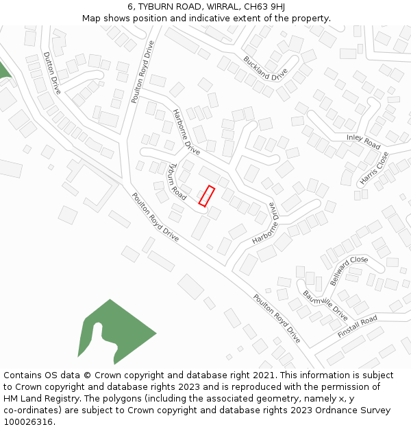 6, TYBURN ROAD, WIRRAL, CH63 9HJ: Location map and indicative extent of plot