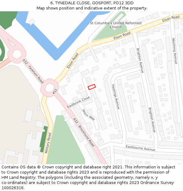 6, TYNEDALE CLOSE, GOSPORT, PO12 3DD: Location map and indicative extent of plot