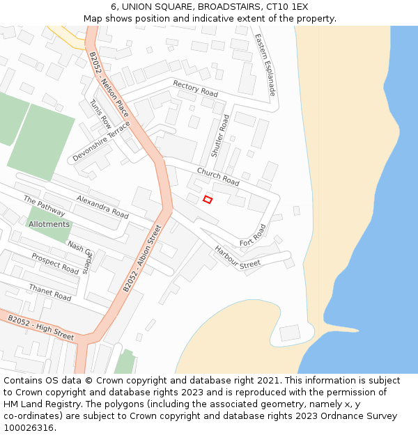 6, UNION SQUARE, BROADSTAIRS, CT10 1EX: Location map and indicative extent of plot
