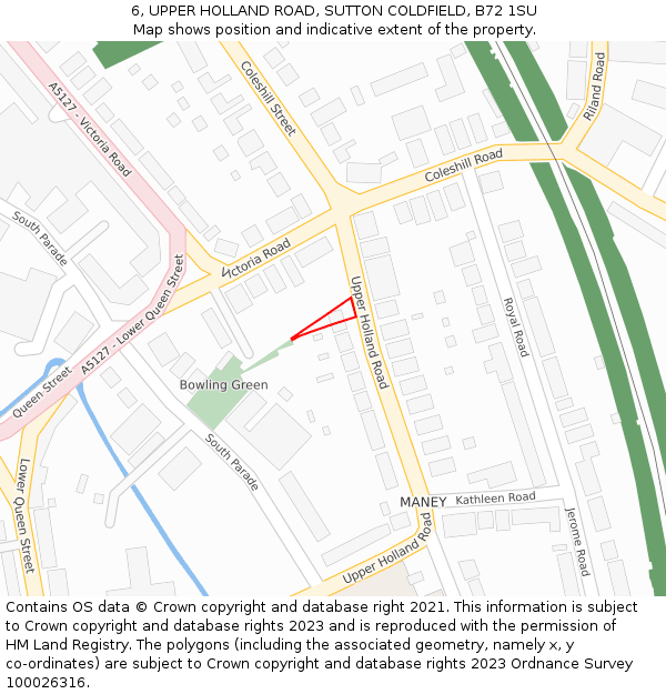 6, UPPER HOLLAND ROAD, SUTTON COLDFIELD, B72 1SU: Location map and indicative extent of plot