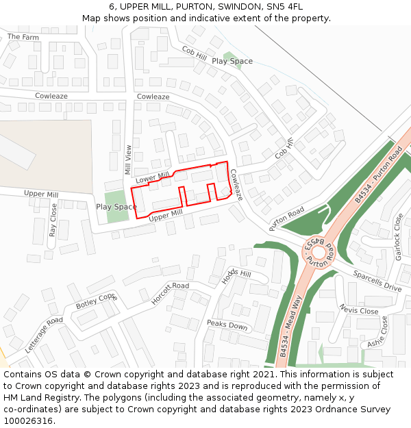 6, UPPER MILL, PURTON, SWINDON, SN5 4FL: Location map and indicative extent of plot