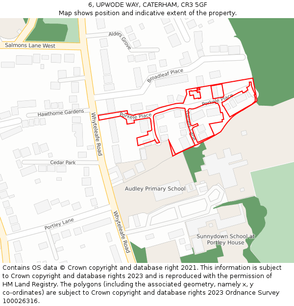 6, UPWODE WAY, CATERHAM, CR3 5GF: Location map and indicative extent of plot