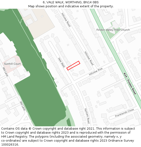 6, VALE WALK, WORTHING, BN14 0BS: Location map and indicative extent of plot