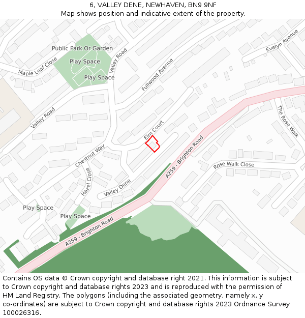 6, VALLEY DENE, NEWHAVEN, BN9 9NF: Location map and indicative extent of plot