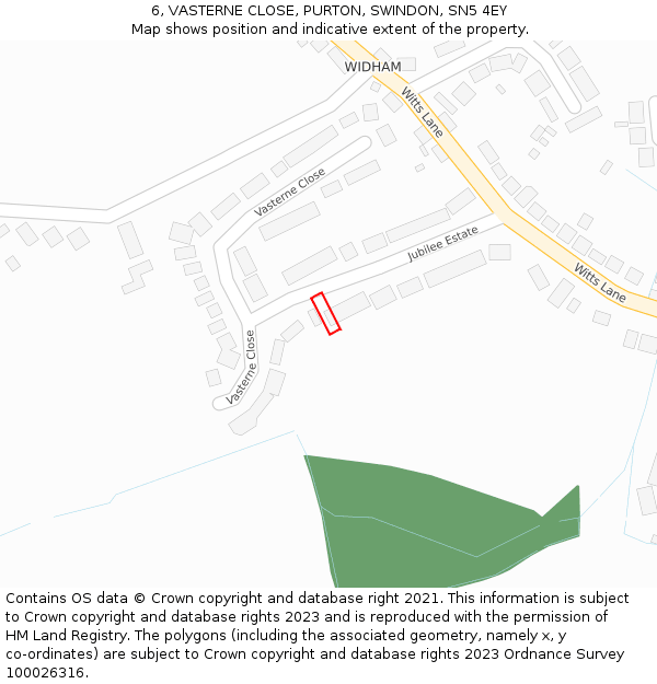 6, VASTERNE CLOSE, PURTON, SWINDON, SN5 4EY: Location map and indicative extent of plot