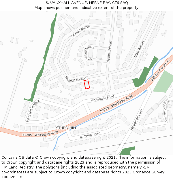 6, VAUXHALL AVENUE, HERNE BAY, CT6 8AQ: Location map and indicative extent of plot