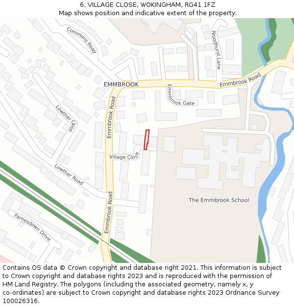 6, VILLAGE CLOSE, WOKINGHAM, RG41 1FZ: Location map and indicative extent of plot