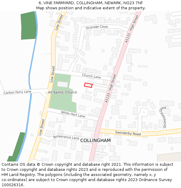 6, VINE FARMYARD, COLLINGHAM, NEWARK, NG23 7NF: Location map and indicative extent of plot