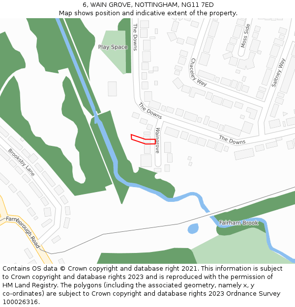 6, WAIN GROVE, NOTTINGHAM, NG11 7ED: Location map and indicative extent of plot