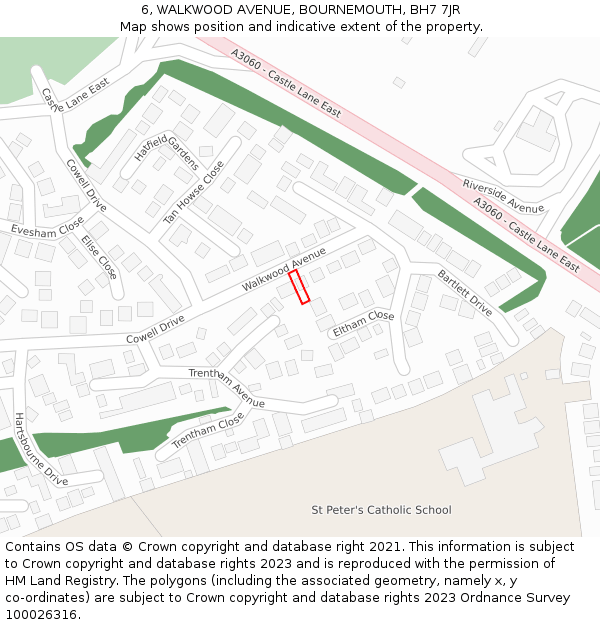 6, WALKWOOD AVENUE, BOURNEMOUTH, BH7 7JR: Location map and indicative extent of plot