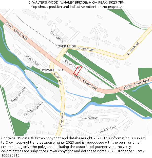 6, WALTERS WOOD, WHALEY BRIDGE, HIGH PEAK, SK23 7FA: Location map and indicative extent of plot
