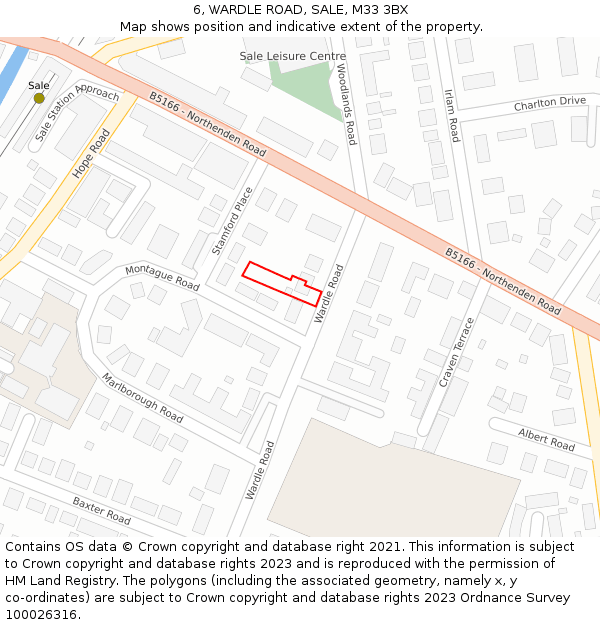 6, WARDLE ROAD, SALE, M33 3BX: Location map and indicative extent of plot