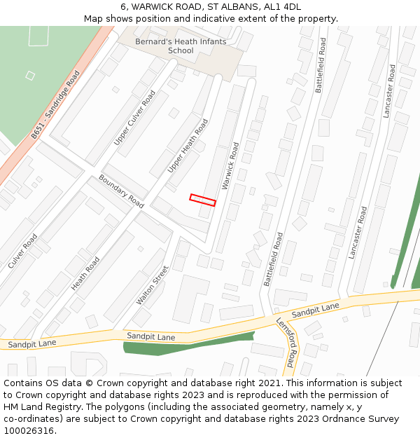 6, WARWICK ROAD, ST ALBANS, AL1 4DL: Location map and indicative extent of plot