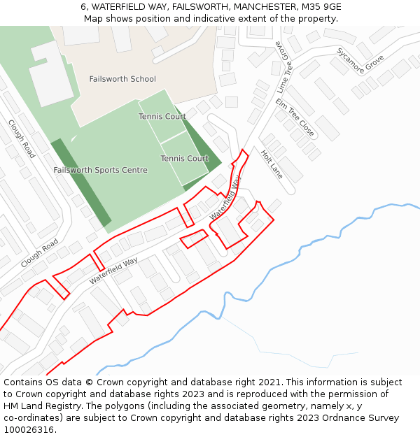 6, WATERFIELD WAY, FAILSWORTH, MANCHESTER, M35 9GE: Location map and indicative extent of plot