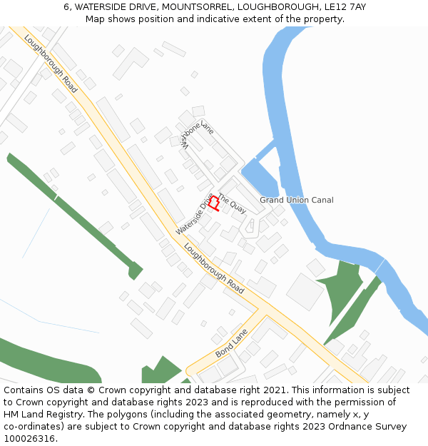 6, WATERSIDE DRIVE, MOUNTSORREL, LOUGHBOROUGH, LE12 7AY: Location map and indicative extent of plot