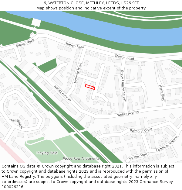 6, WATERTON CLOSE, METHLEY, LEEDS, LS26 9FF: Location map and indicative extent of plot