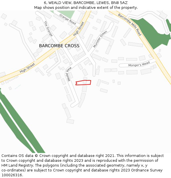 6, WEALD VIEW, BARCOMBE, LEWES, BN8 5AZ: Location map and indicative extent of plot