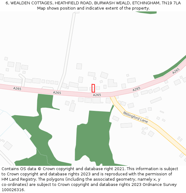 6, WEALDEN COTTAGES, HEATHFIELD ROAD, BURWASH WEALD, ETCHINGHAM, TN19 7LA: Location map and indicative extent of plot