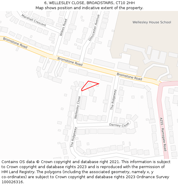 6, WELLESLEY CLOSE, BROADSTAIRS, CT10 2HH: Location map and indicative extent of plot