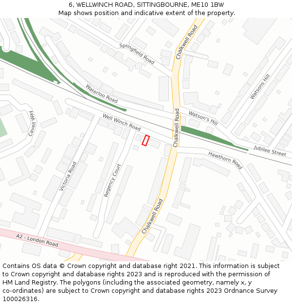 6, WELLWINCH ROAD, SITTINGBOURNE, ME10 1BW: Location map and indicative extent of plot