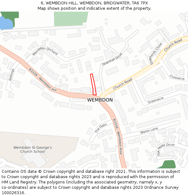 6, WEMBDON HILL, WEMBDON, BRIDGWATER, TA6 7PX: Location map and indicative extent of plot