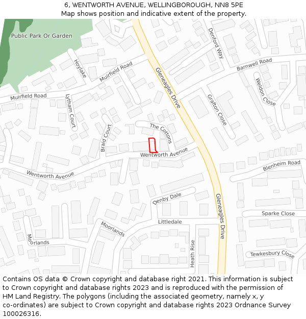 6, WENTWORTH AVENUE, WELLINGBOROUGH, NN8 5PE: Location map and indicative extent of plot