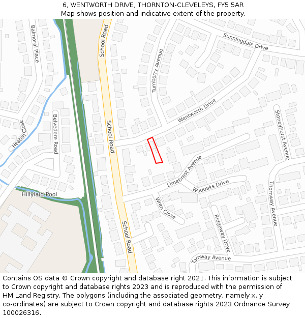 6, WENTWORTH DRIVE, THORNTON-CLEVELEYS, FY5 5AR: Location map and indicative extent of plot