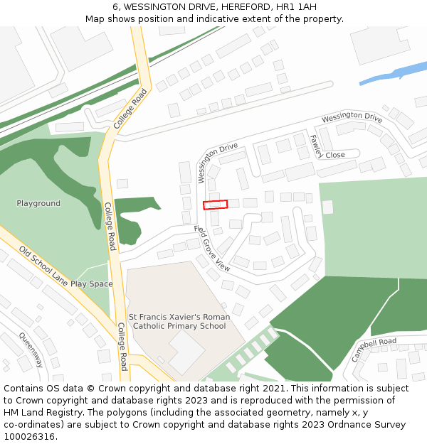 6, WESSINGTON DRIVE, HEREFORD, HR1 1AH: Location map and indicative extent of plot