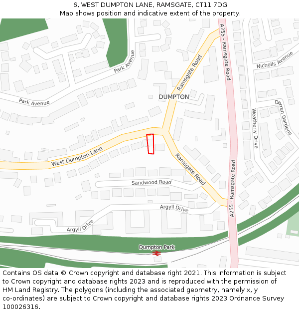 6, WEST DUMPTON LANE, RAMSGATE, CT11 7DG: Location map and indicative extent of plot