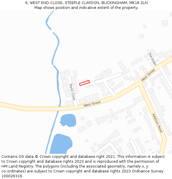 6, WEST END CLOSE, STEEPLE CLAYDON, BUCKINGHAM, MK18 2LN: Location map and indicative extent of plot