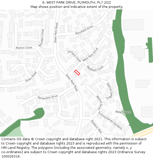 6, WEST PARK DRIVE, PLYMOUTH, PL7 2GZ: Location map and indicative extent of plot