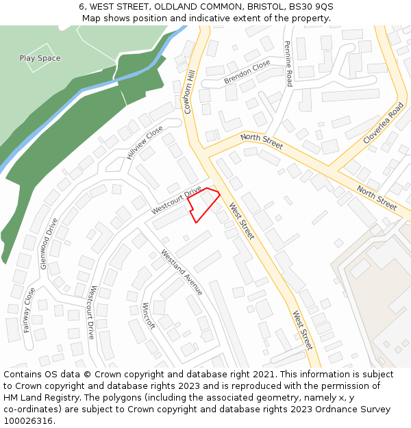 6, WEST STREET, OLDLAND COMMON, BRISTOL, BS30 9QS: Location map and indicative extent of plot
