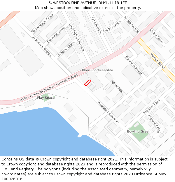 6, WESTBOURNE AVENUE, RHYL, LL18 1EE: Location map and indicative extent of plot