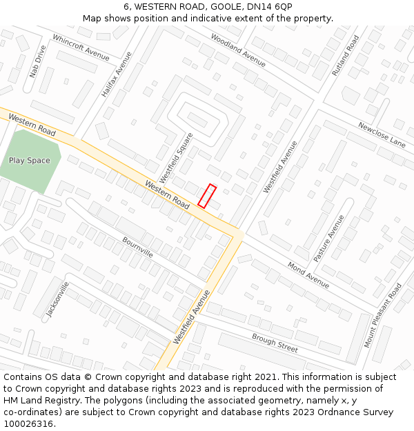 6, WESTERN ROAD, GOOLE, DN14 6QP: Location map and indicative extent of plot