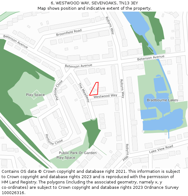 6, WESTWOOD WAY, SEVENOAKS, TN13 3EY: Location map and indicative extent of plot