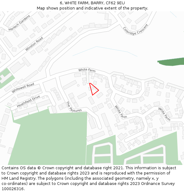 6, WHITE FARM, BARRY, CF62 9EU: Location map and indicative extent of plot