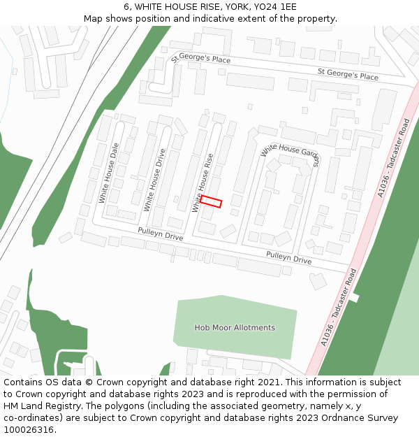 6, WHITE HOUSE RISE, YORK, YO24 1EE: Location map and indicative extent of plot