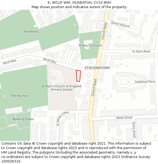 6, WICLIF WAY, NUNEATON, CV10 8NH: Location map and indicative extent of plot