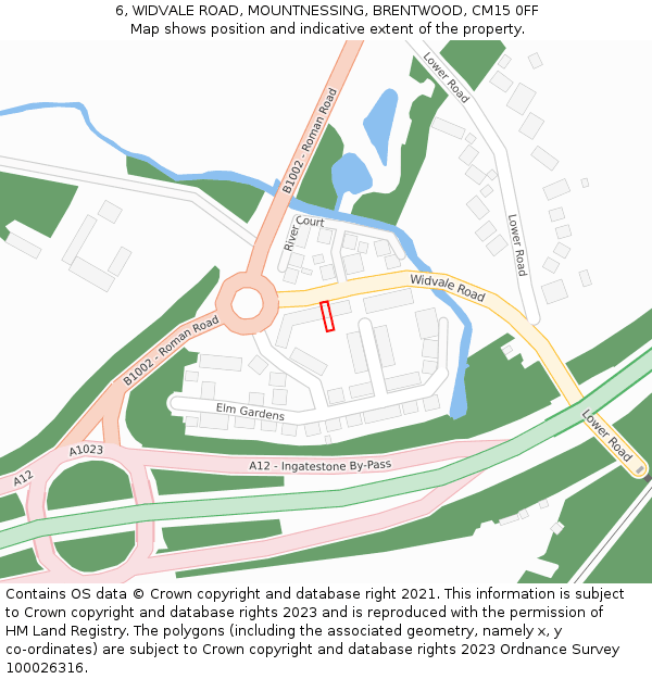 6, WIDVALE ROAD, MOUNTNESSING, BRENTWOOD, CM15 0FF: Location map and indicative extent of plot