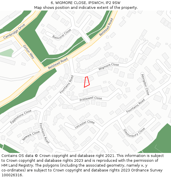 6, WIGMORE CLOSE, IPSWICH, IP2 9SW: Location map and indicative extent of plot