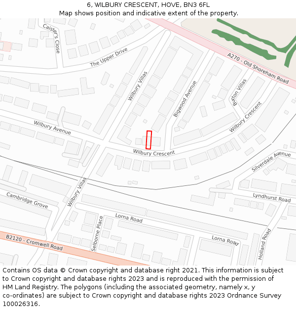 6, WILBURY CRESCENT, HOVE, BN3 6FL: Location map and indicative extent of plot