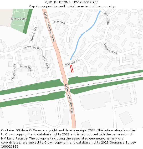 6, WILD HERONS, HOOK, RG27 9SF: Location map and indicative extent of plot