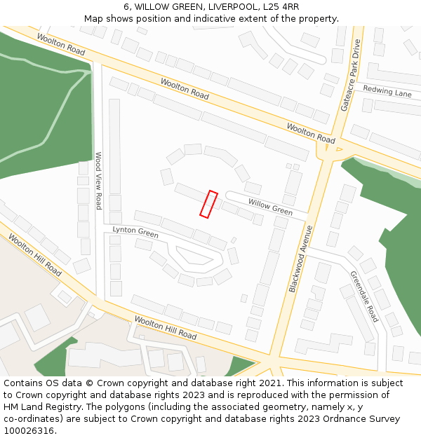 6, WILLOW GREEN, LIVERPOOL, L25 4RR: Location map and indicative extent of plot