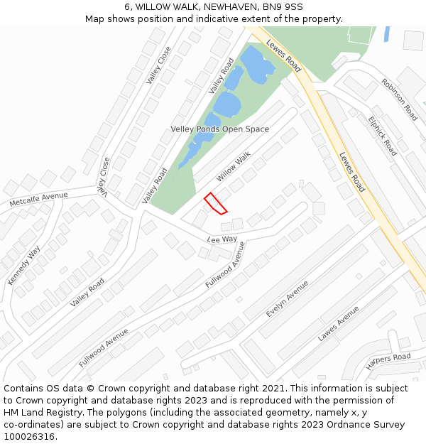 6, WILLOW WALK, NEWHAVEN, BN9 9SS: Location map and indicative extent of plot