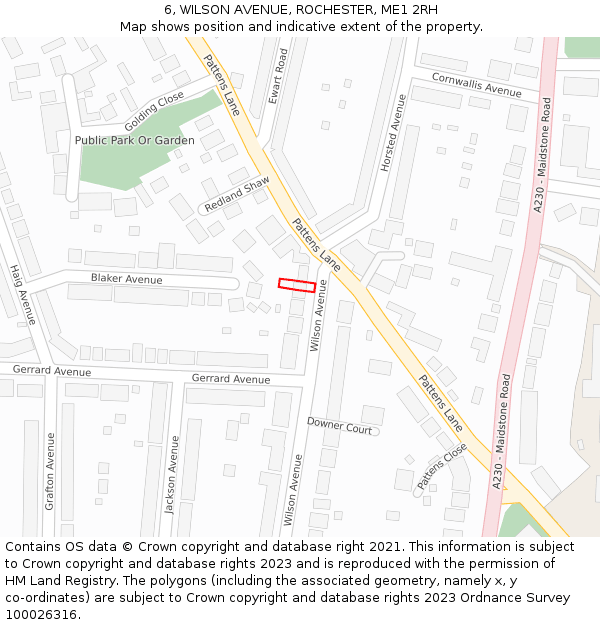 6, WILSON AVENUE, ROCHESTER, ME1 2RH: Location map and indicative extent of plot