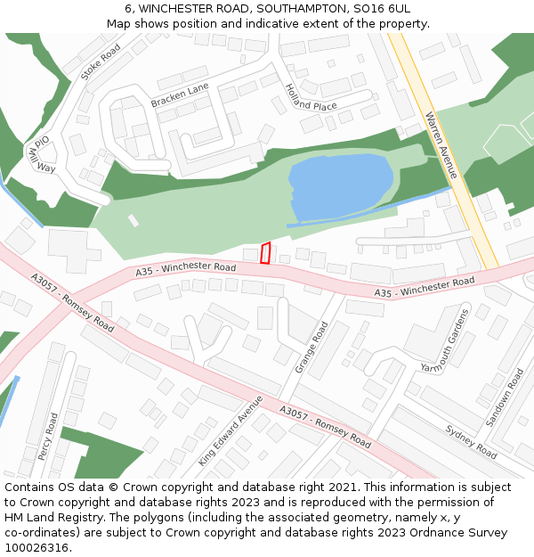 6, WINCHESTER ROAD, SOUTHAMPTON, SO16 6UL: Location map and indicative extent of plot