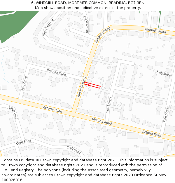 6, WINDMILL ROAD, MORTIMER COMMON, READING, RG7 3RN: Location map and indicative extent of plot