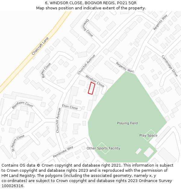 6, WINDSOR CLOSE, BOGNOR REGIS, PO21 5QR: Location map and indicative extent of plot