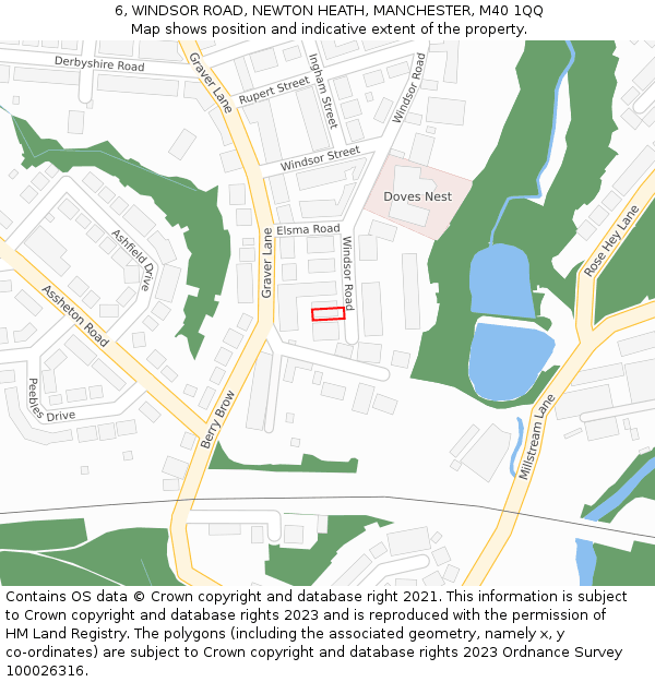 6, WINDSOR ROAD, NEWTON HEATH, MANCHESTER, M40 1QQ: Location map and indicative extent of plot