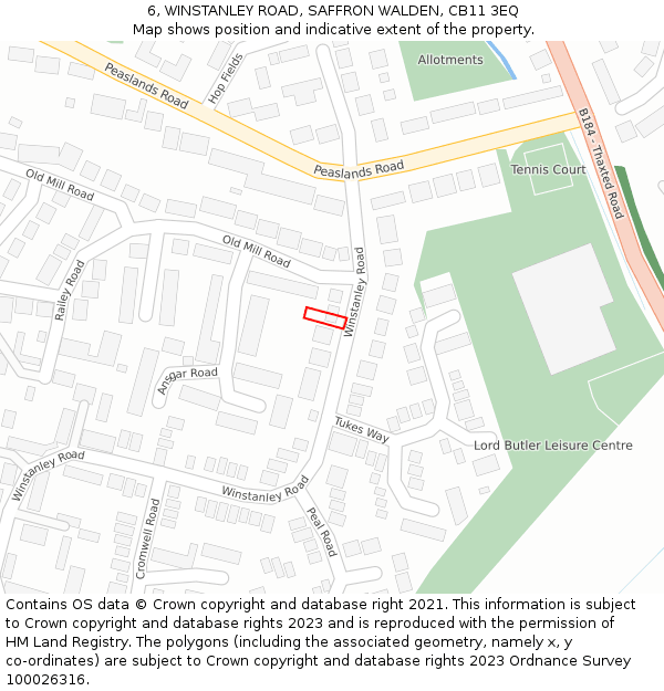 6, WINSTANLEY ROAD, SAFFRON WALDEN, CB11 3EQ: Location map and indicative extent of plot